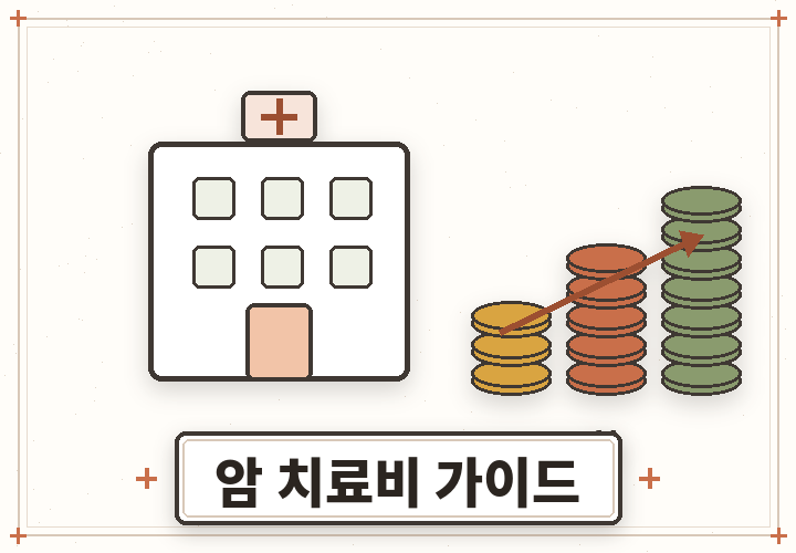 암 치료비 가이드 - 병원과 쌓인 동전